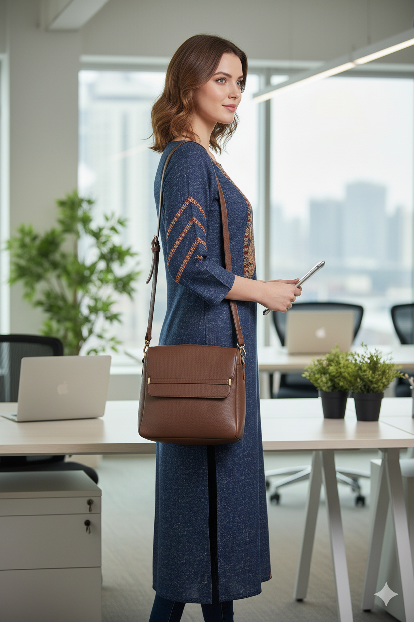 Silakaari Rahma Navy blue Embroidered Extra Long Rayon kurti