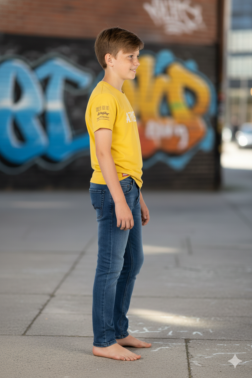 Silakaari Beck Mustard T-Shirt With Blue Solid Denim Jeans Set For Boys
