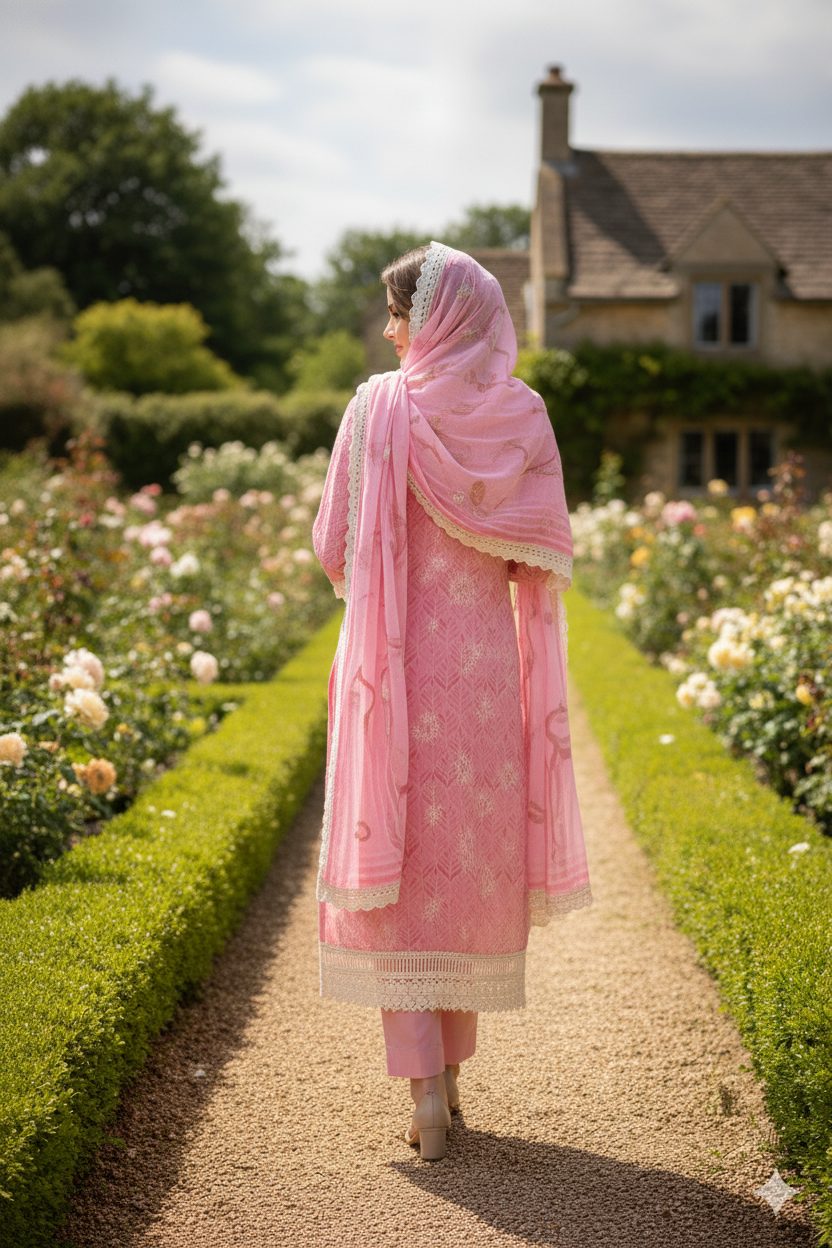 Silakaari Women's Floral Pure Georgette Heavy Lacy Designer Ready-Made  Dress