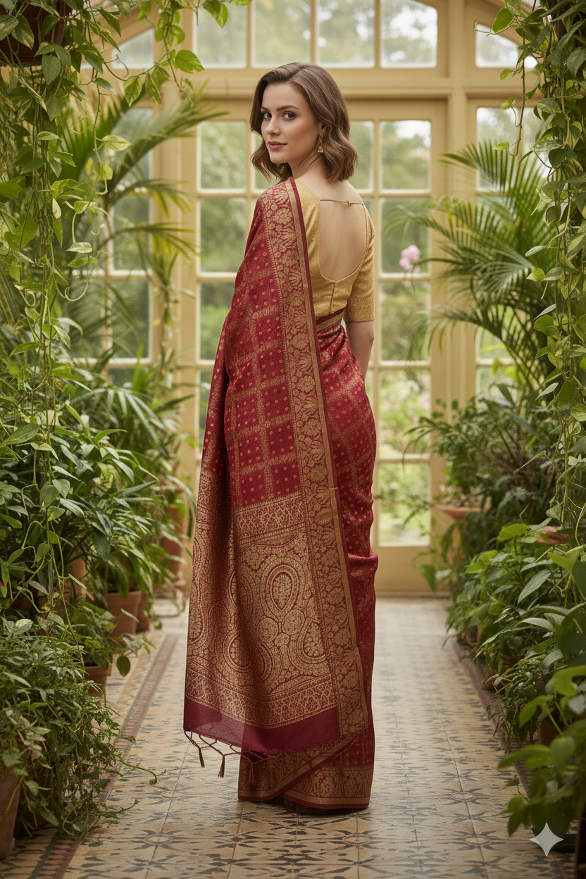 Silakaari Women's Bandhej Printed silk premium Saree