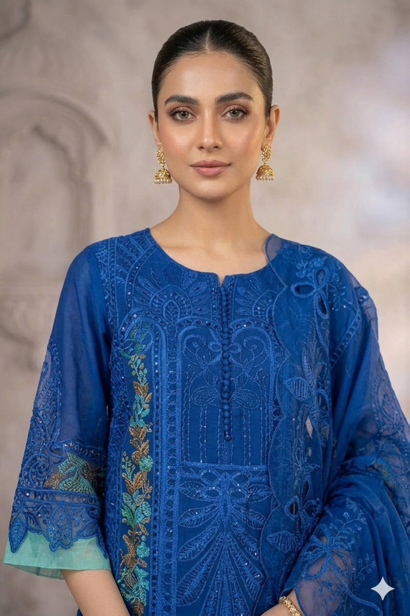 Silakaari Mehwish Pure Organza Heavy Patch Premium Pakistani Ready-Made Dress
