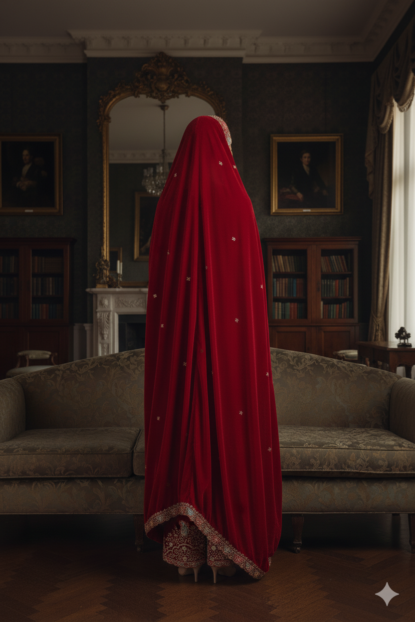 Silakaari Mahogony Maroon Gold Sequin Heavy Bridal Velvet Garara Palazzo Set