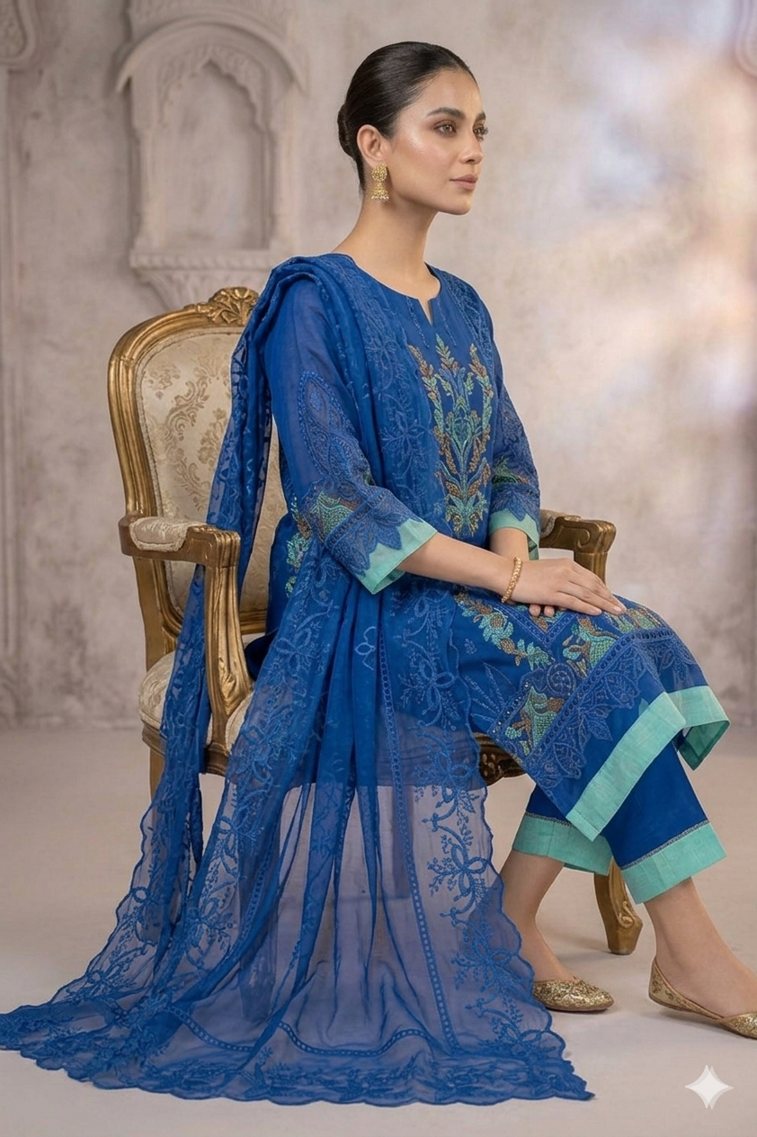Silakaari Mehwish Pure Organza Heavy Patch Premium Pakistani Ready-Made Dress