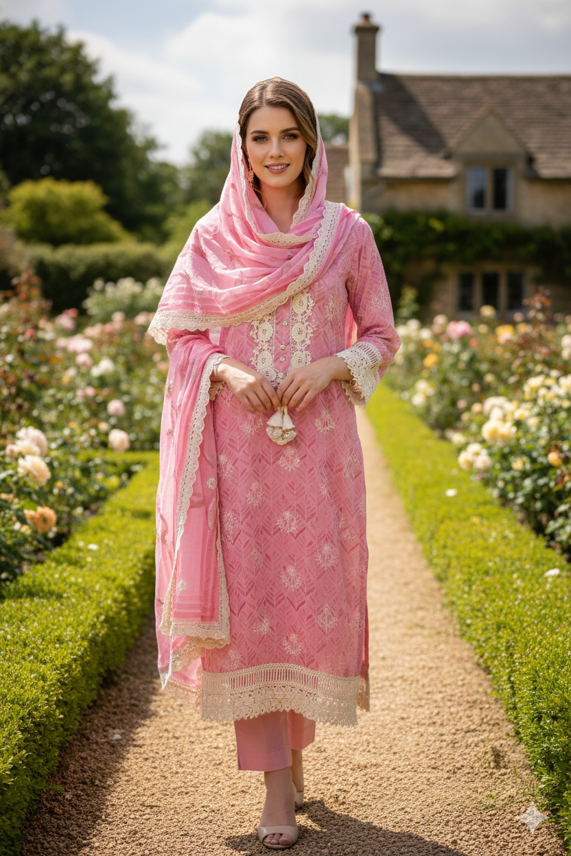 Silakaari Women's Floral Pure Georgette Heavy Lacy Designer Ready-Made  Dress