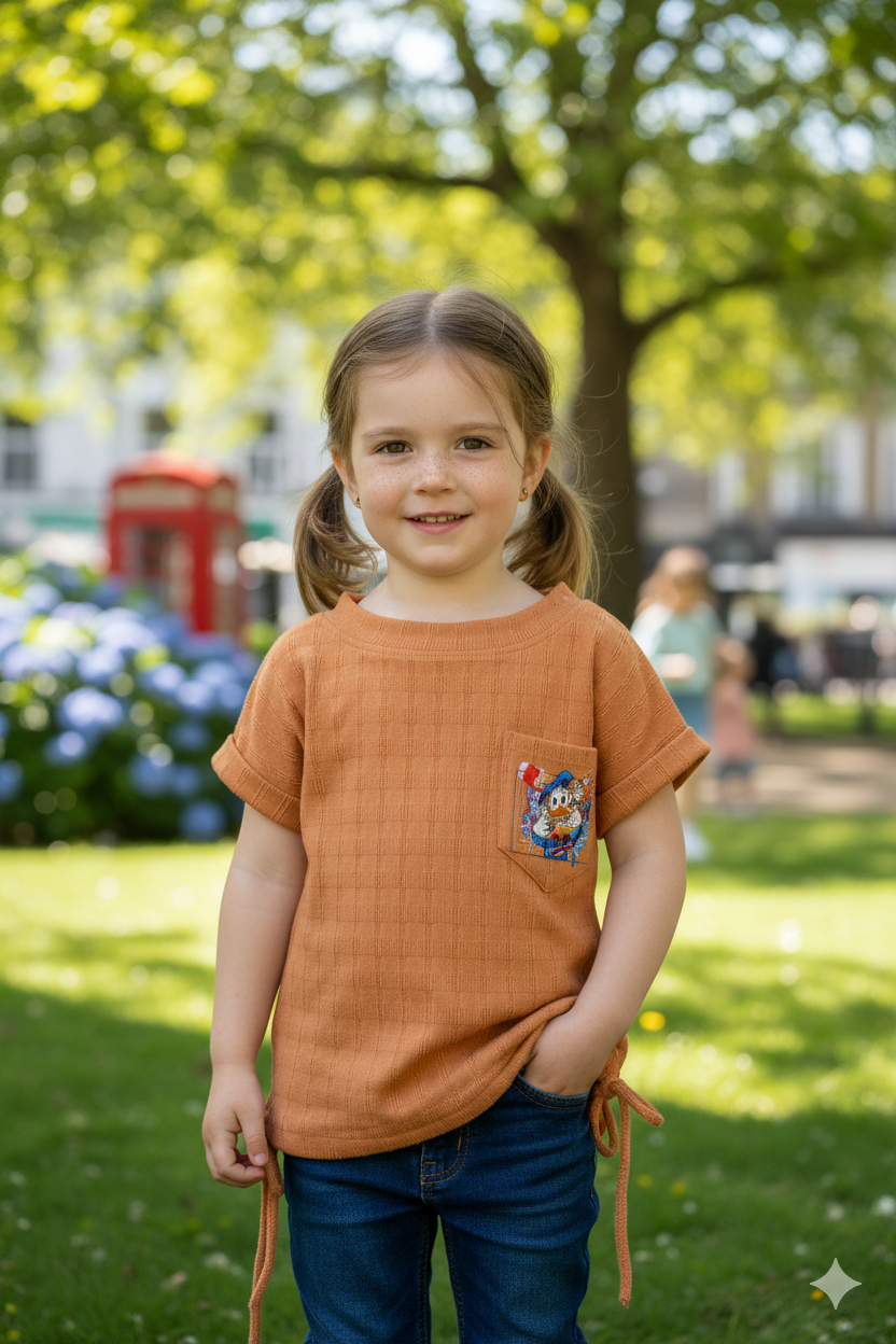 Silakaari Sonic Brown T-Shirt With Blue Denim Jeans Set For Girls