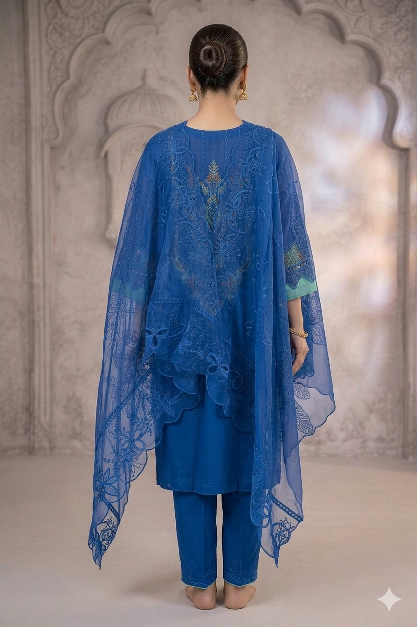 Silakaari Mehwish Pure Organza Heavy Patch Premium Pakistani Ready-Made Dress