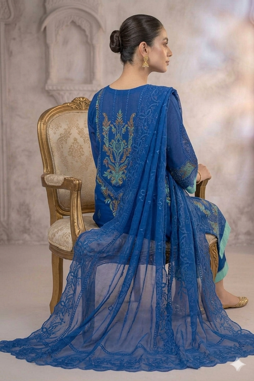 Silakaari Mehwish Pure Organza Heavy Patch Premium Pakistani Ready-Made Dress