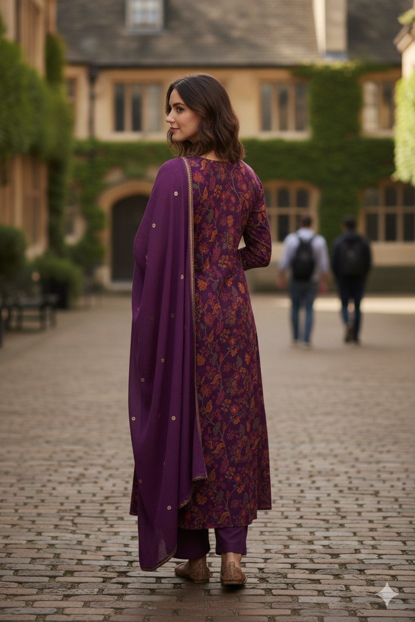 Silakaari Women's Mirror Work Chinon Alia Cut Pure Hand work Salwar Kameez Dupatta Set