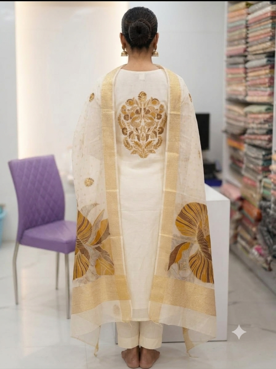Silakaari Esra Unstitched Dress Material for Women | Ethnic Zari Woven Suit Fabric Set with Dupatta