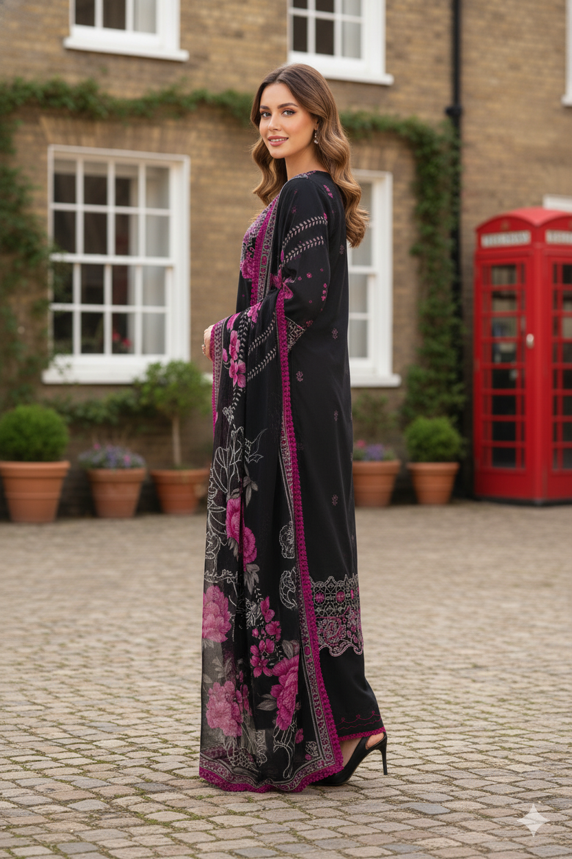 Silakaari Mahenoor Black-Pink Heavy Organza Patch Lacy PartyWear  Ready-Made Dress