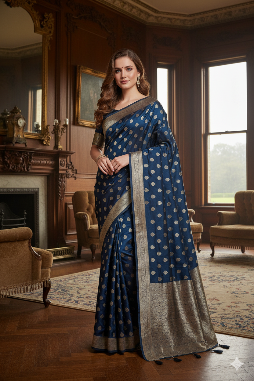 Silakaari Women's Heavy Zari Lacy Border Fancy Banarasi Saree