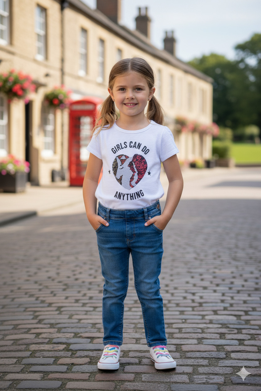 Silakaari Kids White Casual T-Shirt For Girls