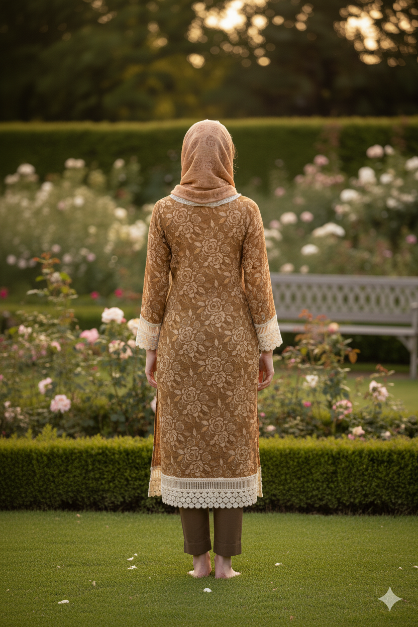 Silakaari Women's Floral Pure Georgette Heavy Lacy Designer Ready-Made  Dress