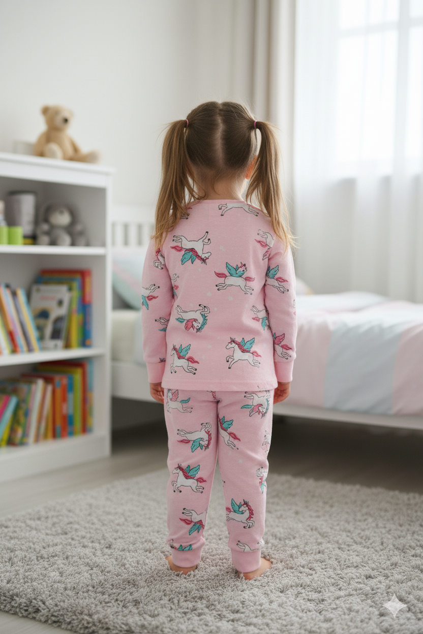 Silakaari Kids Baby Pink Unicorn Print Cute Night Dress For Girls