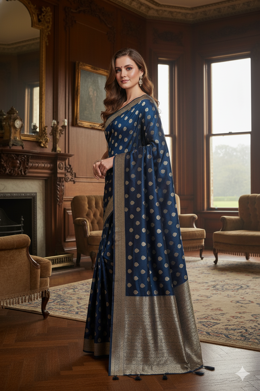 Silakaari Women's Heavy Zari Lacy Border Fancy Banarasi Saree