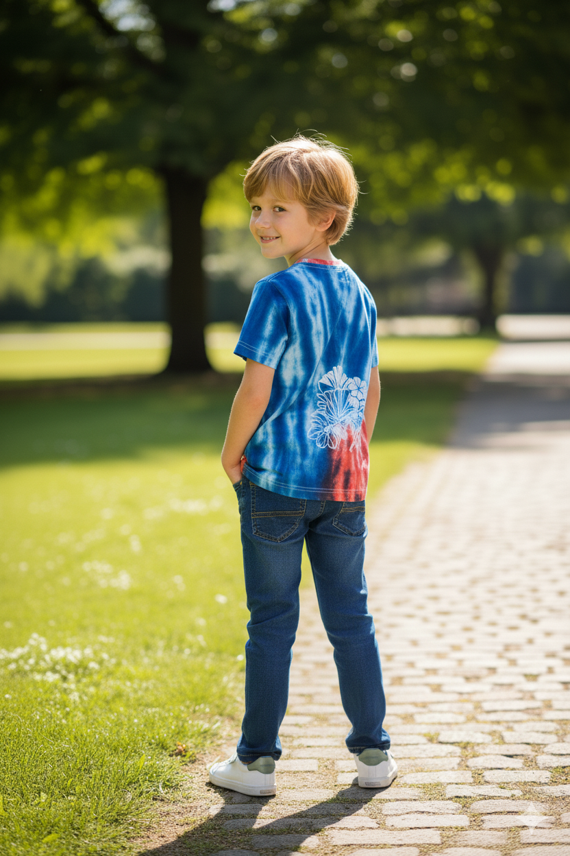 Silakaari Kids Blue Printed Half Sleeve Casual T-Shirt For boys