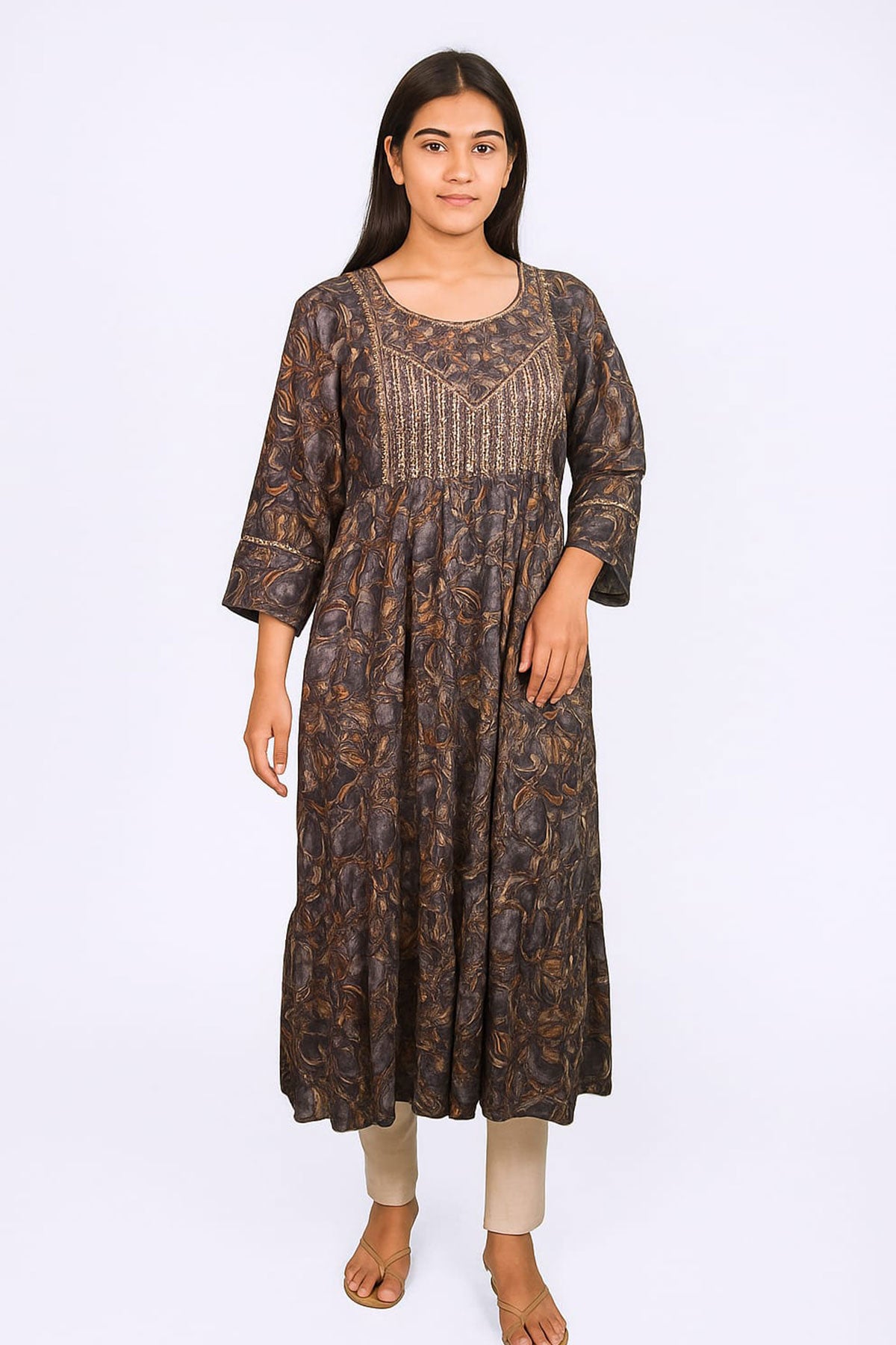 Silakaari Aziza Grey Premium Gota Sequin Frock Style Kurti