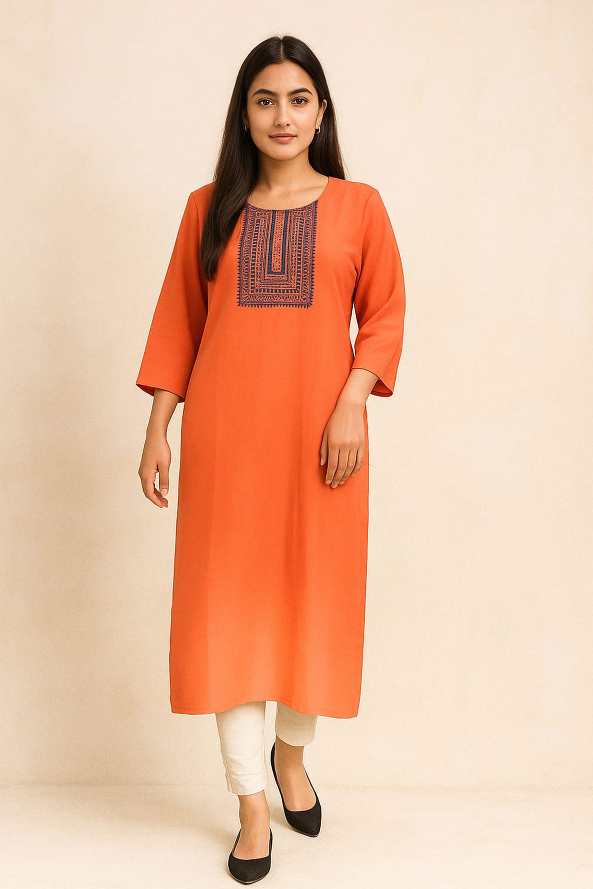 Silakaari Hania Embroidered Carrot Regular Long Kurti