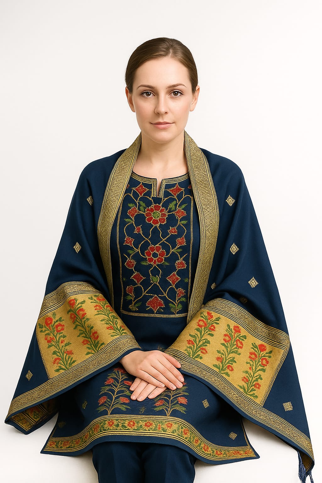 Silakaari Women's Navy Blue Zari Work Designer Banarasi Unstitched Dress Material
