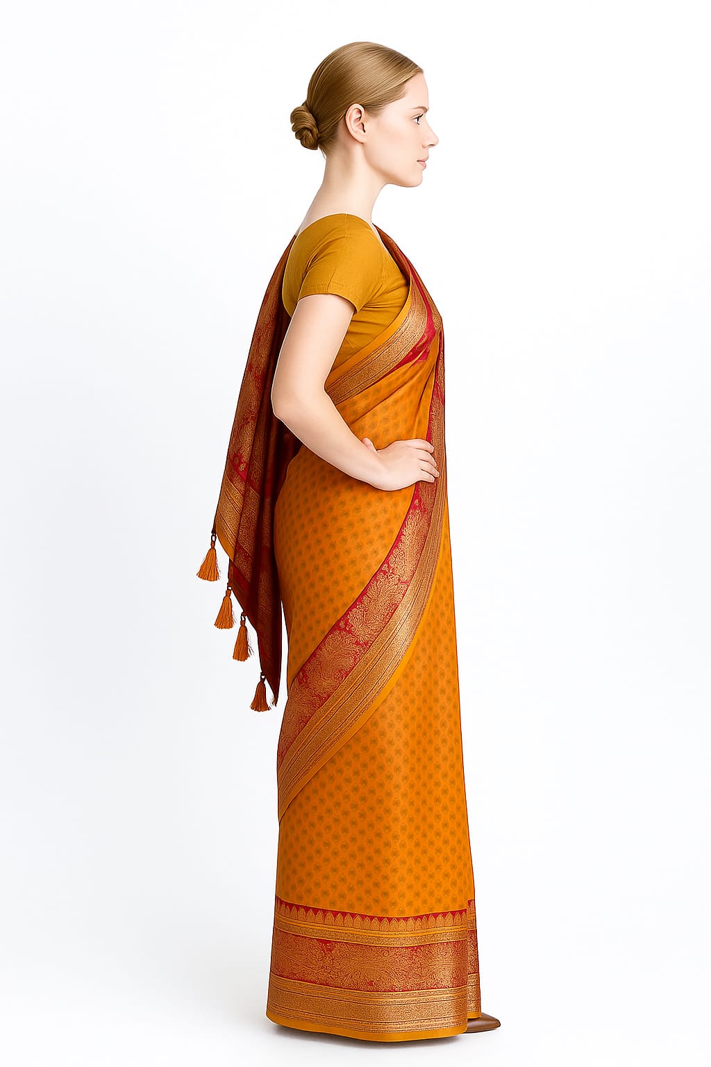 Silakaari Nazakat Sun Yellow Zardosi Hand Work Pure Silk Bridal Saree