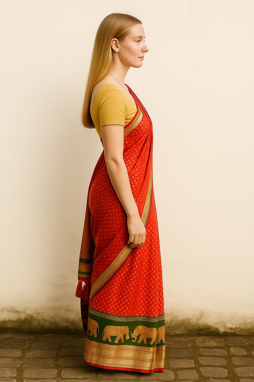 Silakaari Shaan Pink-Green Elephantt Zardosi Heavy Bridal Silk Saree