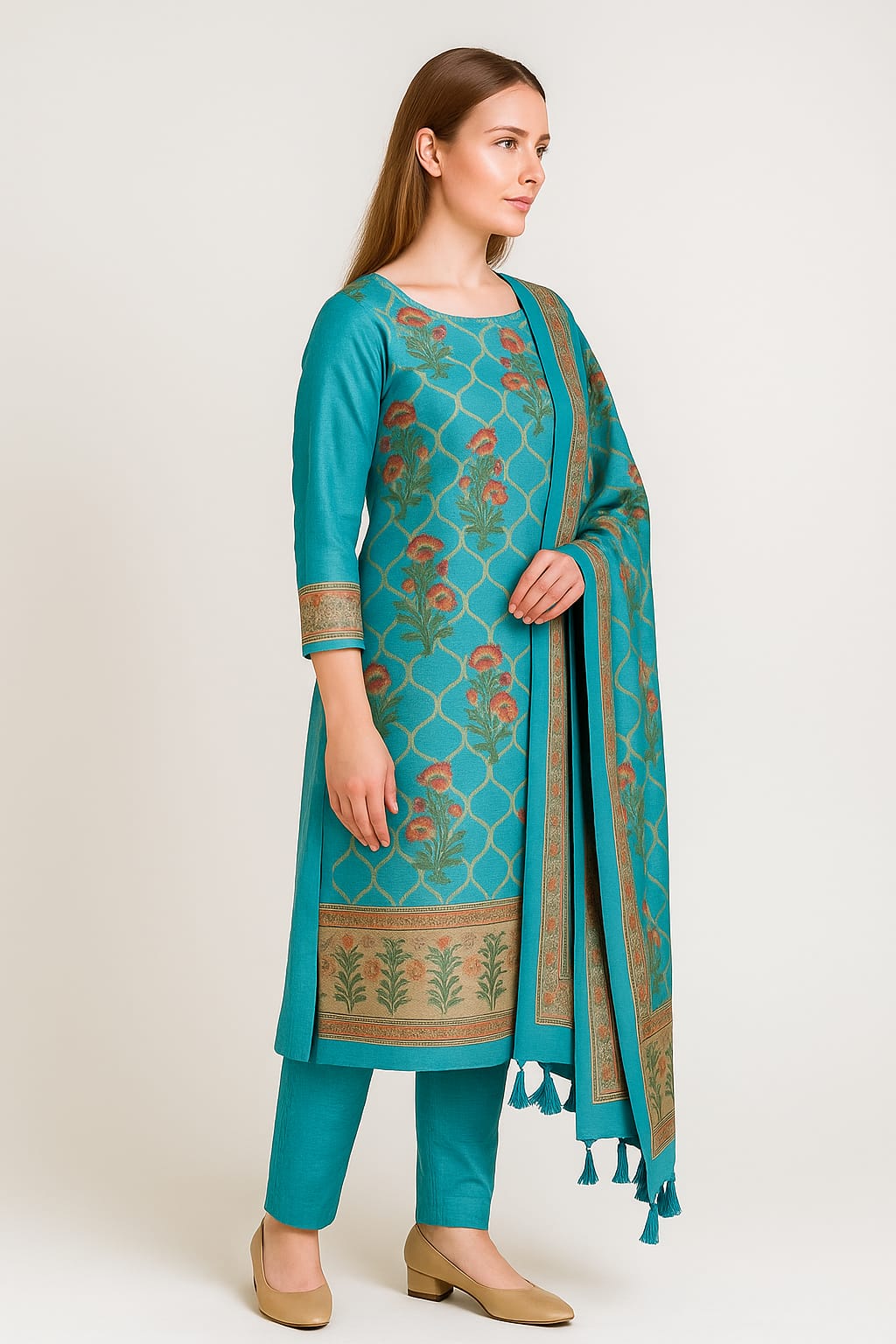 Silakaari Women's Blue Zari Work Designer Banarasi Unstitched Dress Material