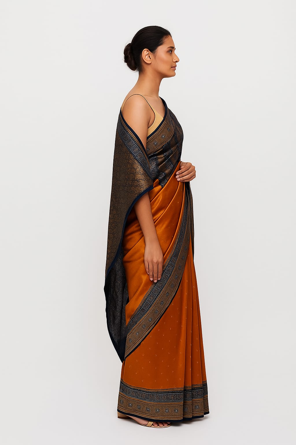 Silakaari Mustard-Blue Zari Banarasi Tilfi Handloom Saree