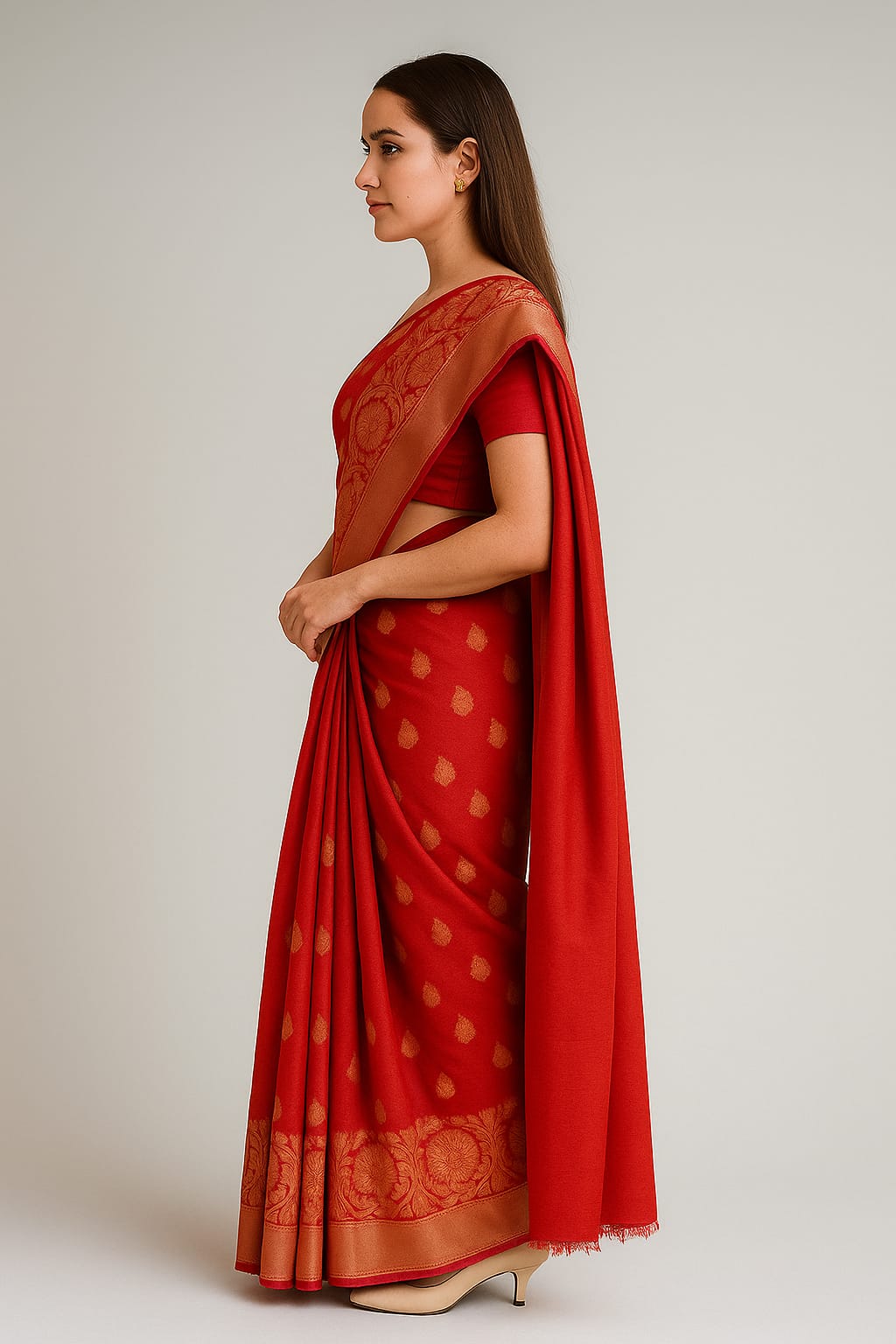 Silakaari Women's Red Golden Heavy Border Banarasi Silk Saree