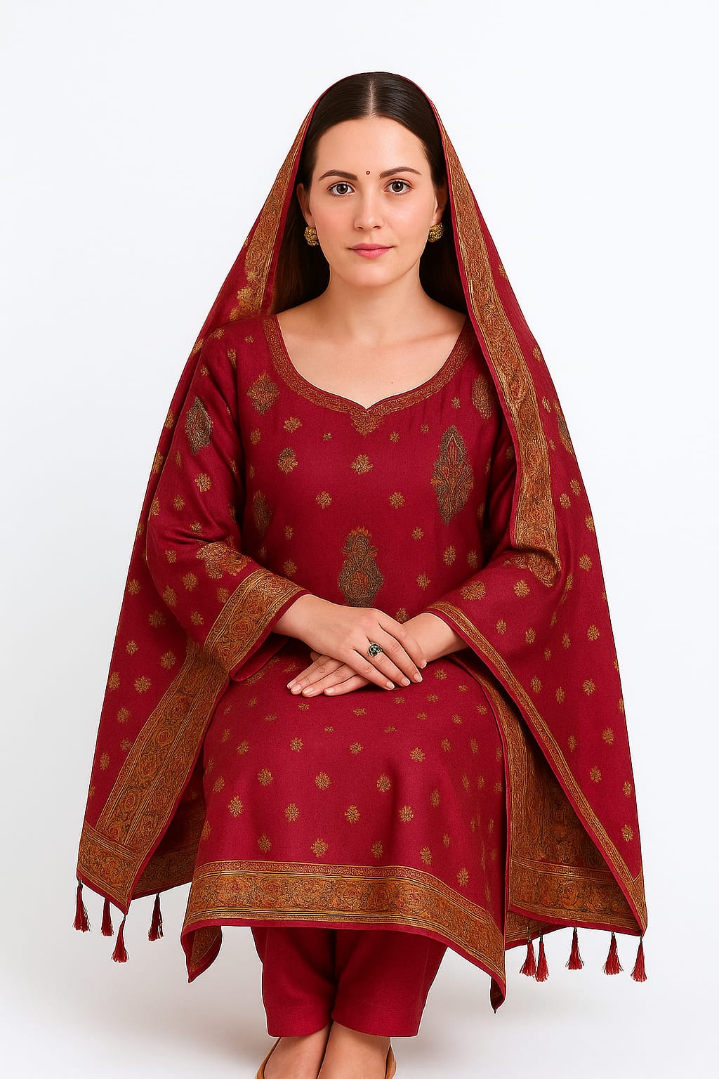 Silakaari Women's Maroon Zari Work Designer Banarasi Unstitched Dress Material