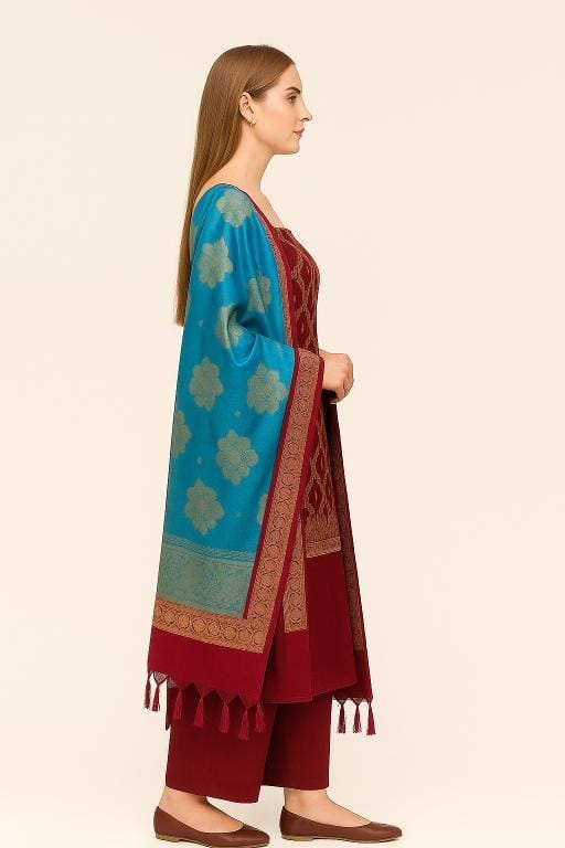 Silakaari Women's Plus Size Zari Banarasi Silk Unstitched Dress Material