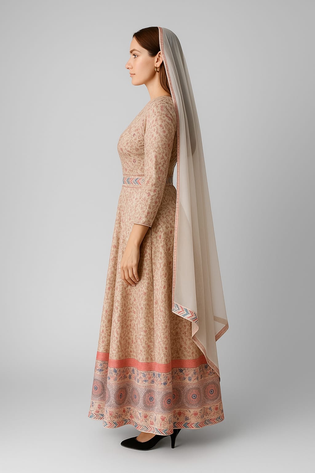 Silakaari Cream-Pink Ada Mirror Sequin Crop Top Fancy Party Wear Lehenga Sharara set
