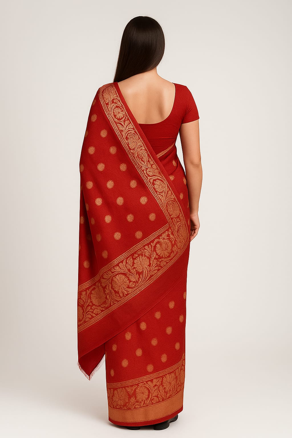 Silakaari Women's Red Golden Heavy Border Banarasi Silk Saree