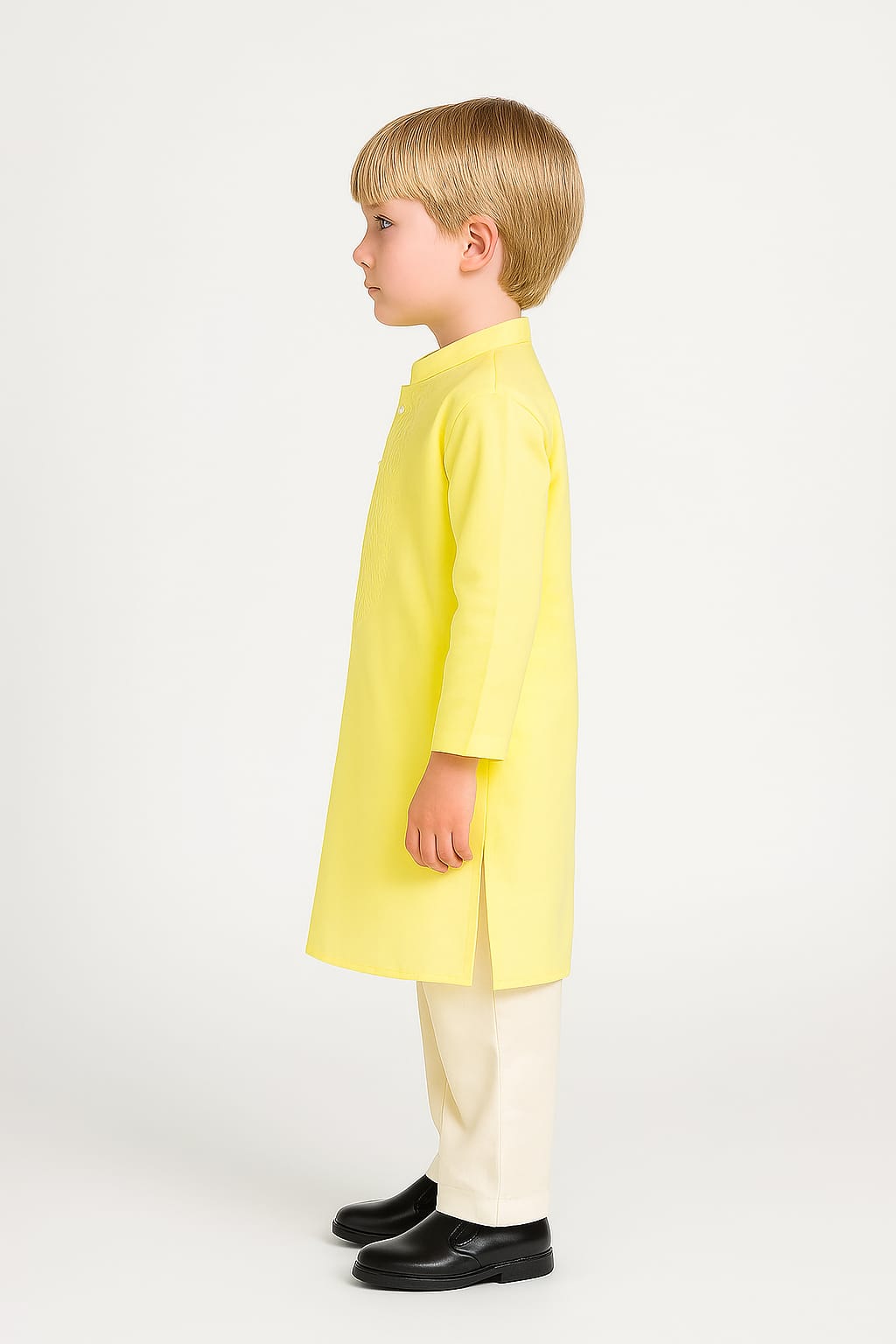 Silakaari Kids Yellow Lucknowi Pure Cotton Kurta Pajama Set For Boys