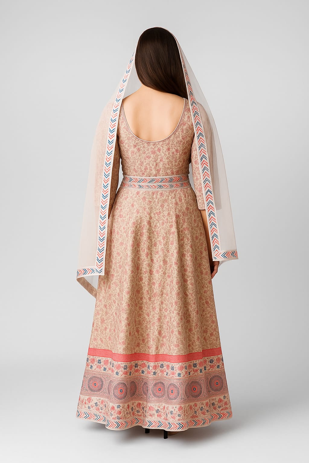 Silakaari Cream-Pink Ada Mirror Sequin Crop Top Fancy Party Wear Lehenga Sharara set