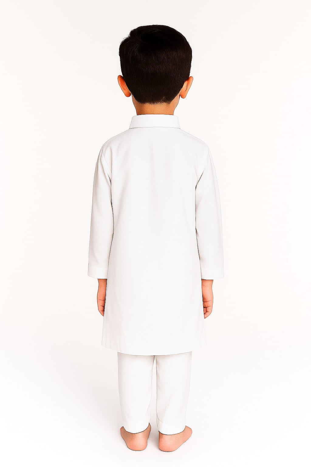 Silakaari Kids White Lucknowi Pure Cotton Kurta Pajama Set For Boys