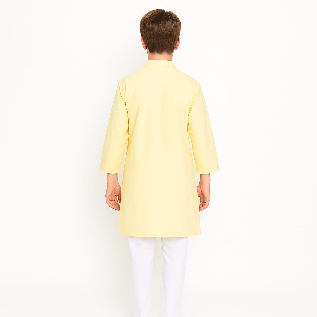 Silakaari Adwik Beige-White Pure Lucknowi Chikankari Kurta Pyjama Set For Boys
