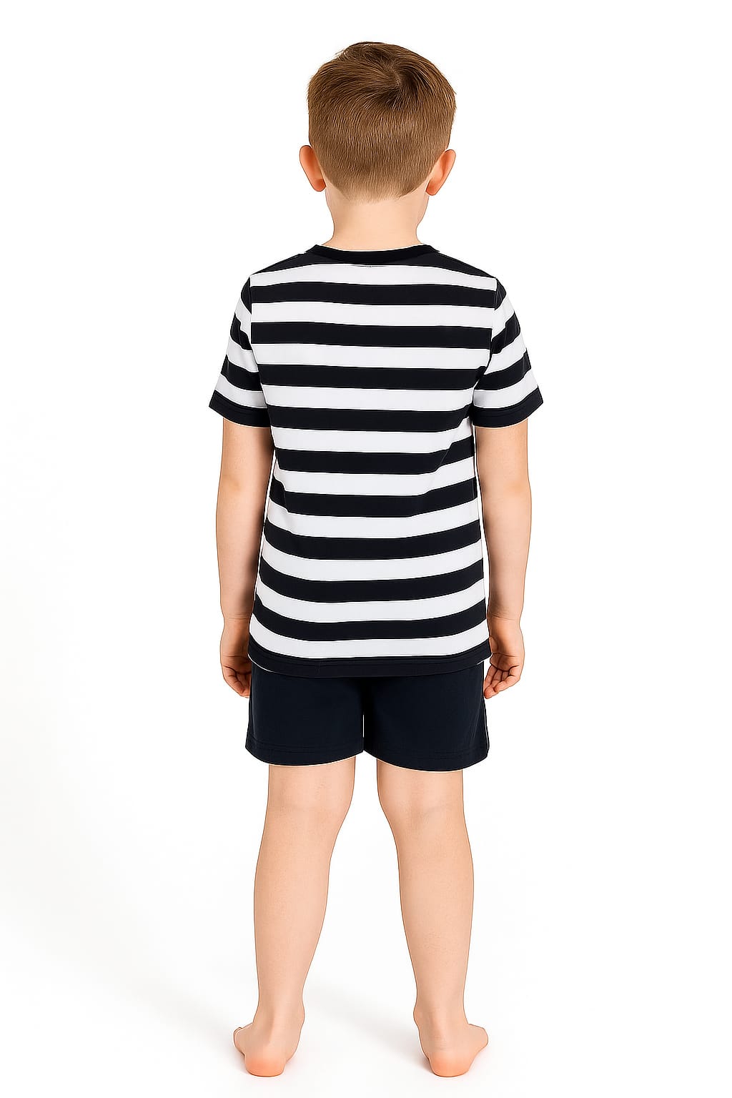 Silakaari Kids Black & White Striped Puppy Print Casual T-Shirt For Boys