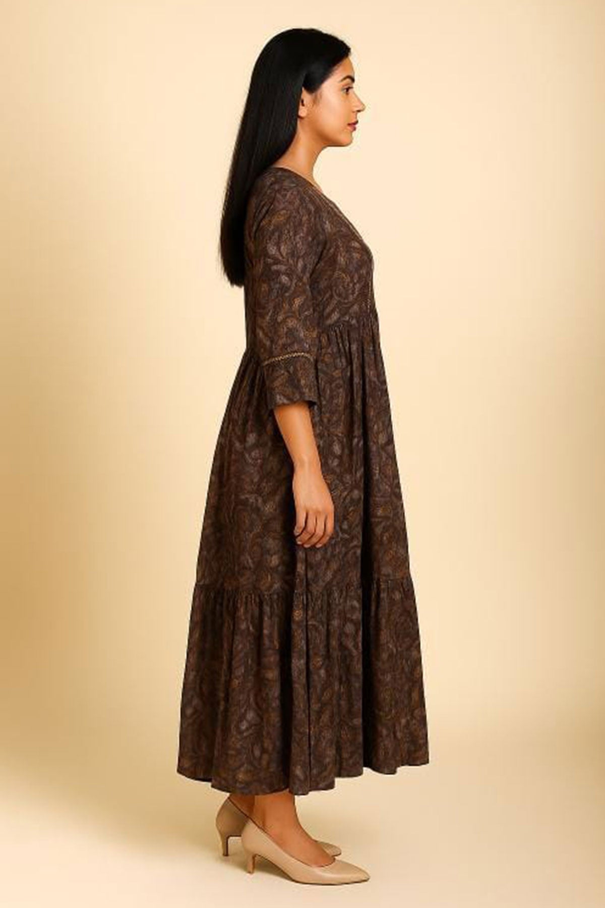 Silakaari Aziza Grey Premium Gota Sequin Frock Style Kurti