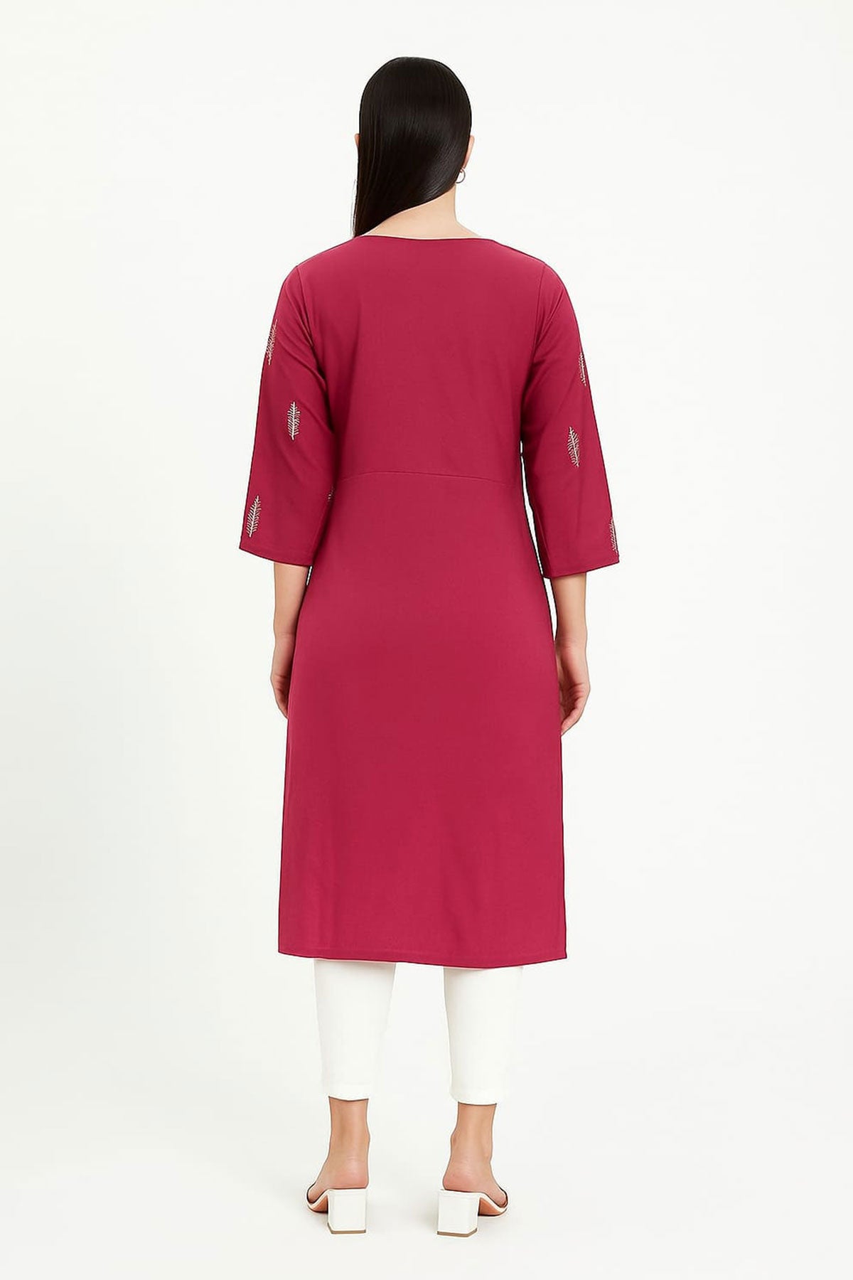 Silakaari Omera Pink loops Embroidered Long kurti