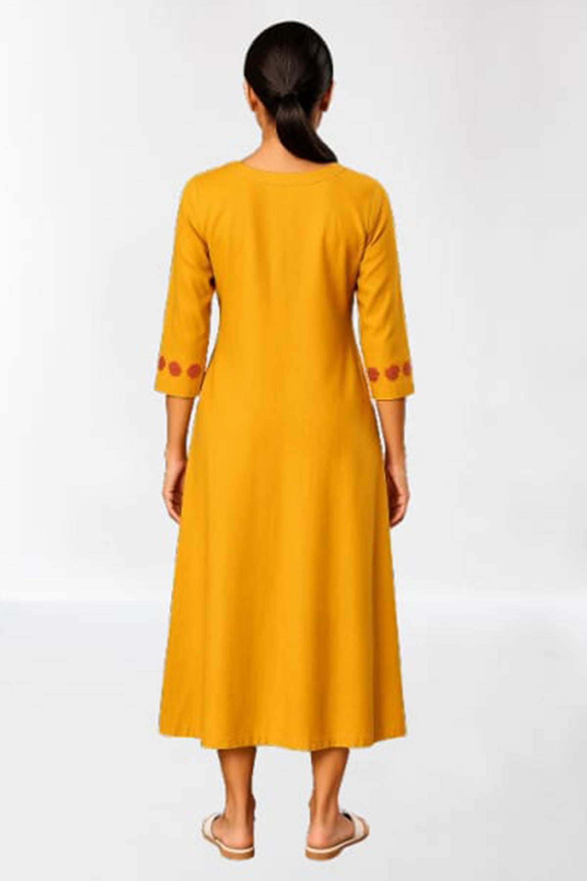 Silakaari Yusra Yellow Rayon Aline Embroidery Kurti