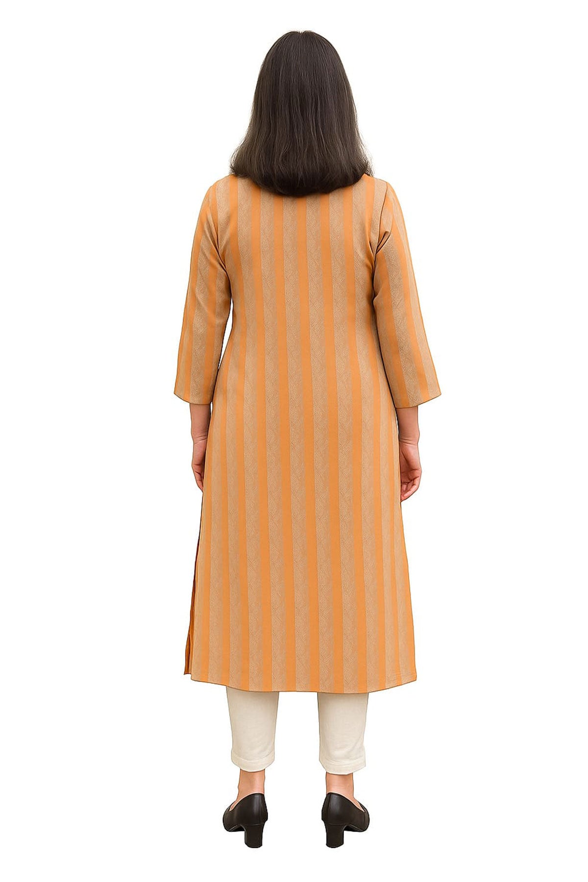 Silakaari Lutfiyah Peach Embroidered Rayon Long Kurti
