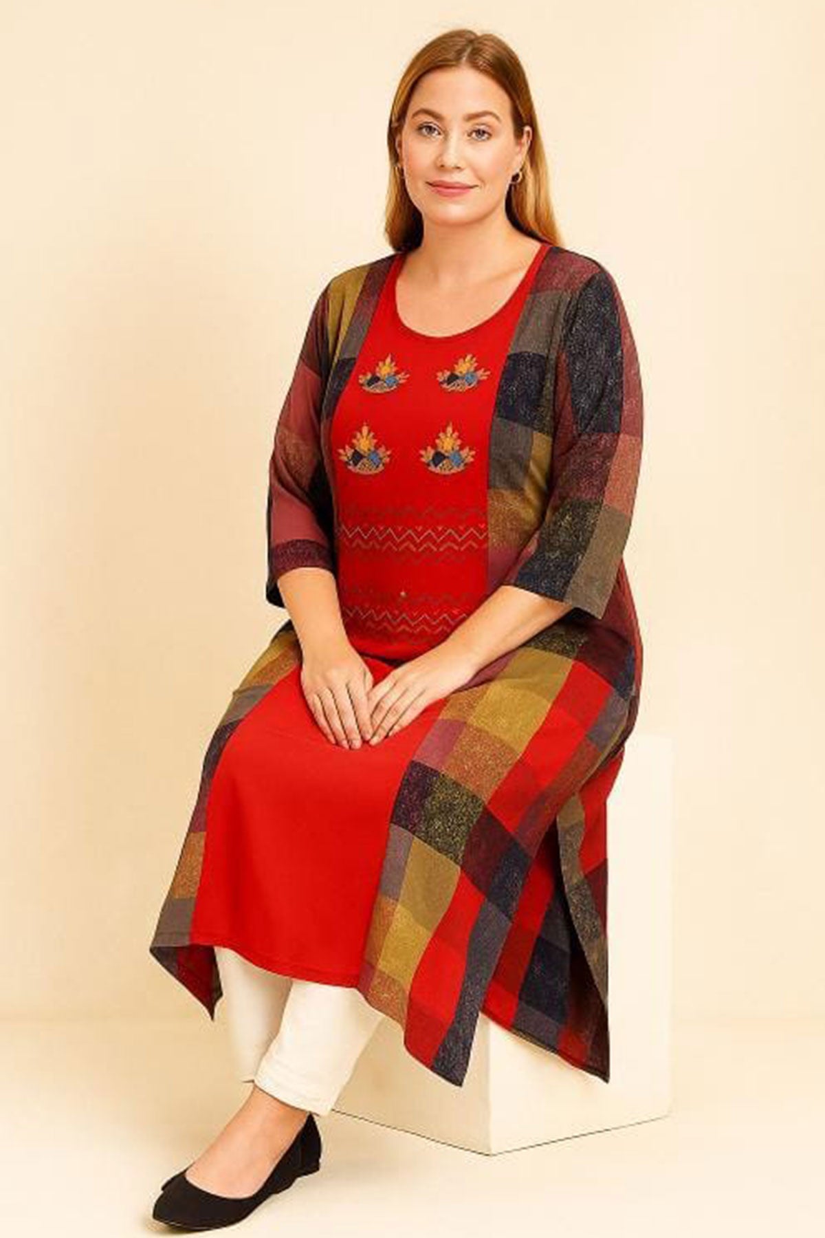 Silakaari Adiva Festive A-line Embroidery Long Kurti