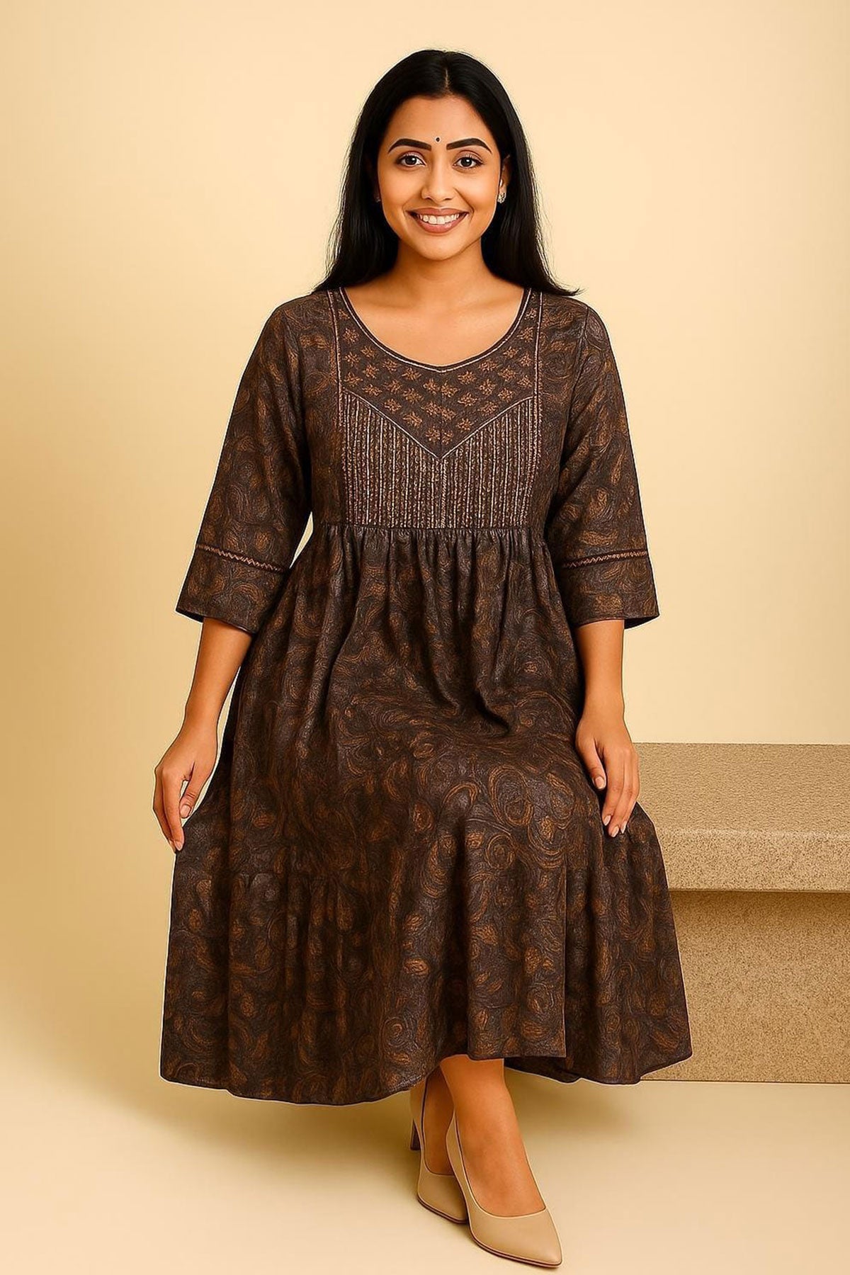 Silakaari Aziza Grey Premium Gota Sequin Frock Style Kurti