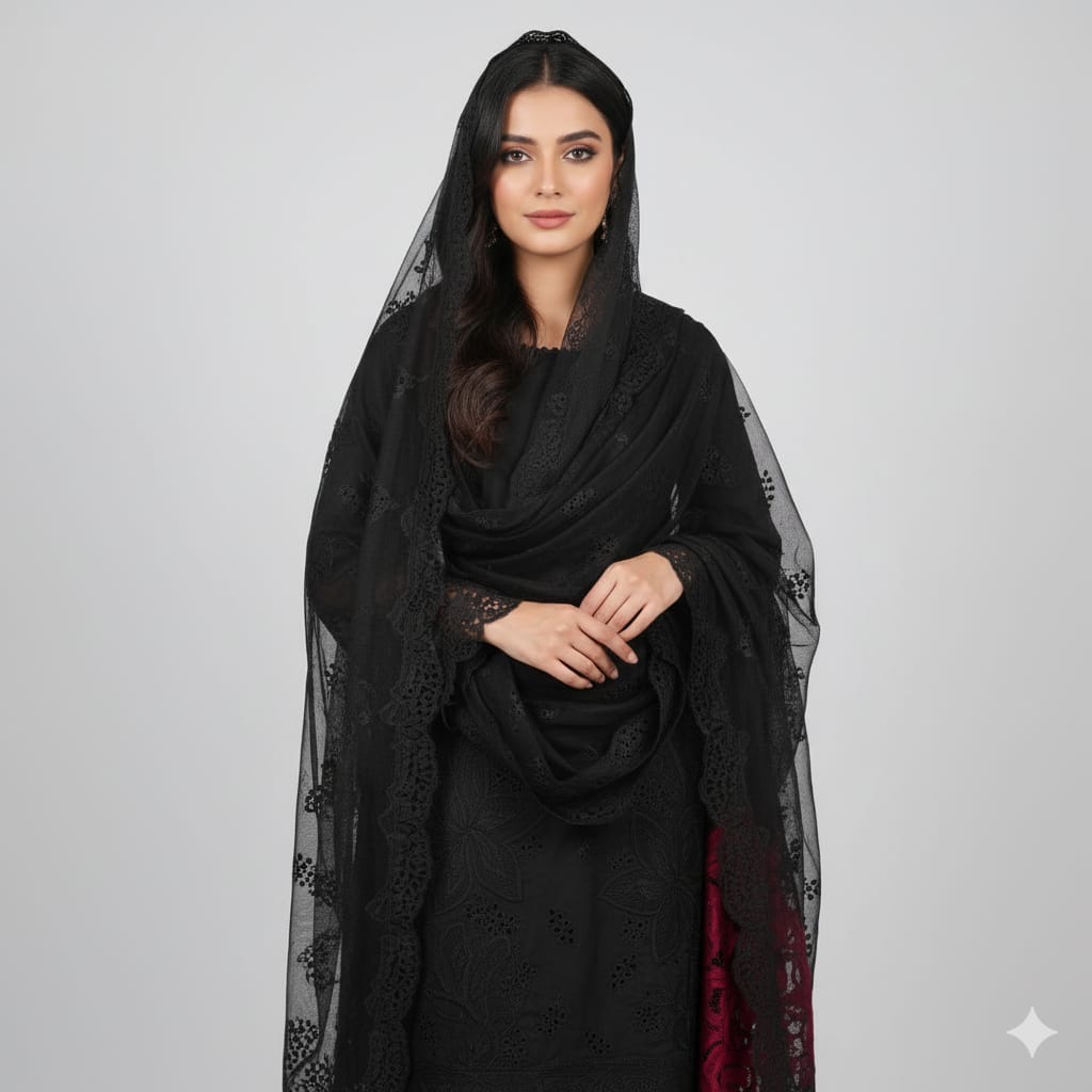 Silakaari Fakar Self Black Pure Hakoba Chikan Premium Patch Work  Ready-Made Dress