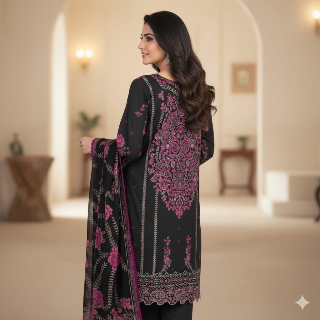 Silakaari Mahenoor Black-Pink Heavy Organza Patch Lacy PartyWear  Ready-Made Dress