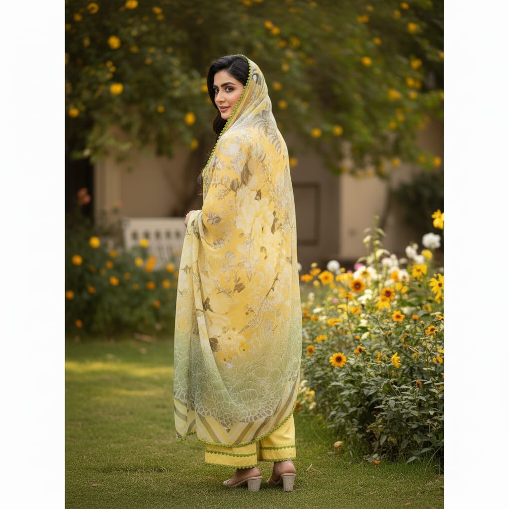 Silakaari Jadeed Pure Lawn PartyWear Organza Heavy Embroidery  Ready-Made Dress