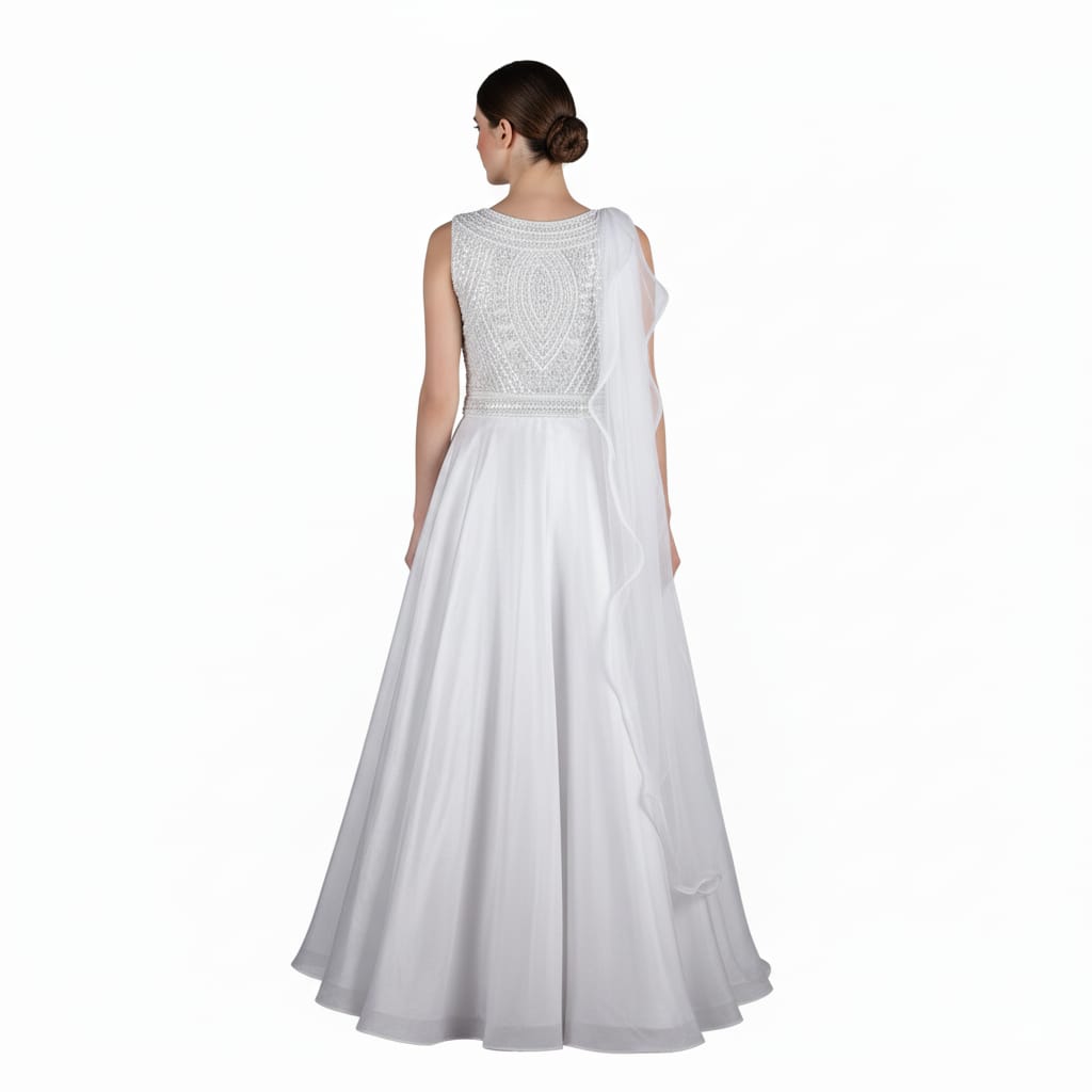 Silakaari Haya Steel Grey Organza Sequin Pearl Party wear Sharara set with Dupatta