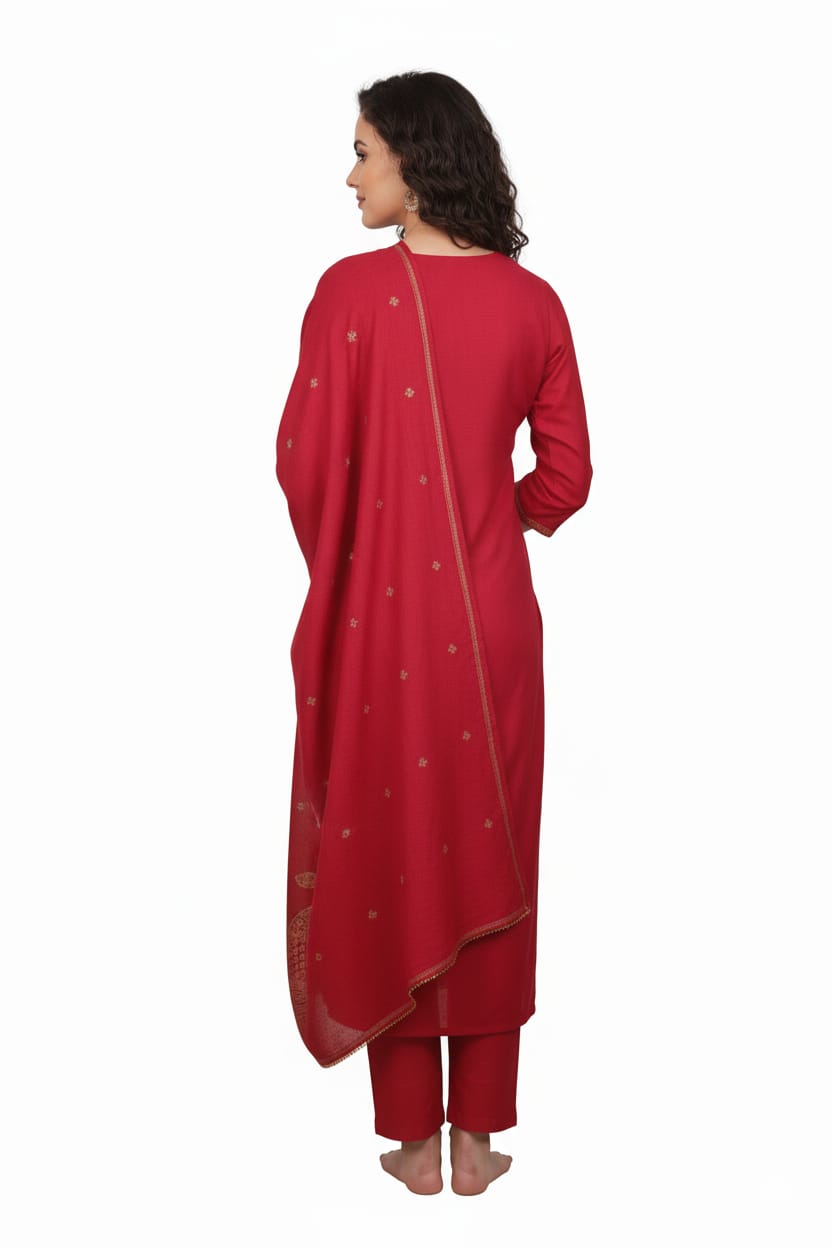 Silakaari Women's Dola Silk Heavy Gota Hand Work Kurti Pant Dupatta Set