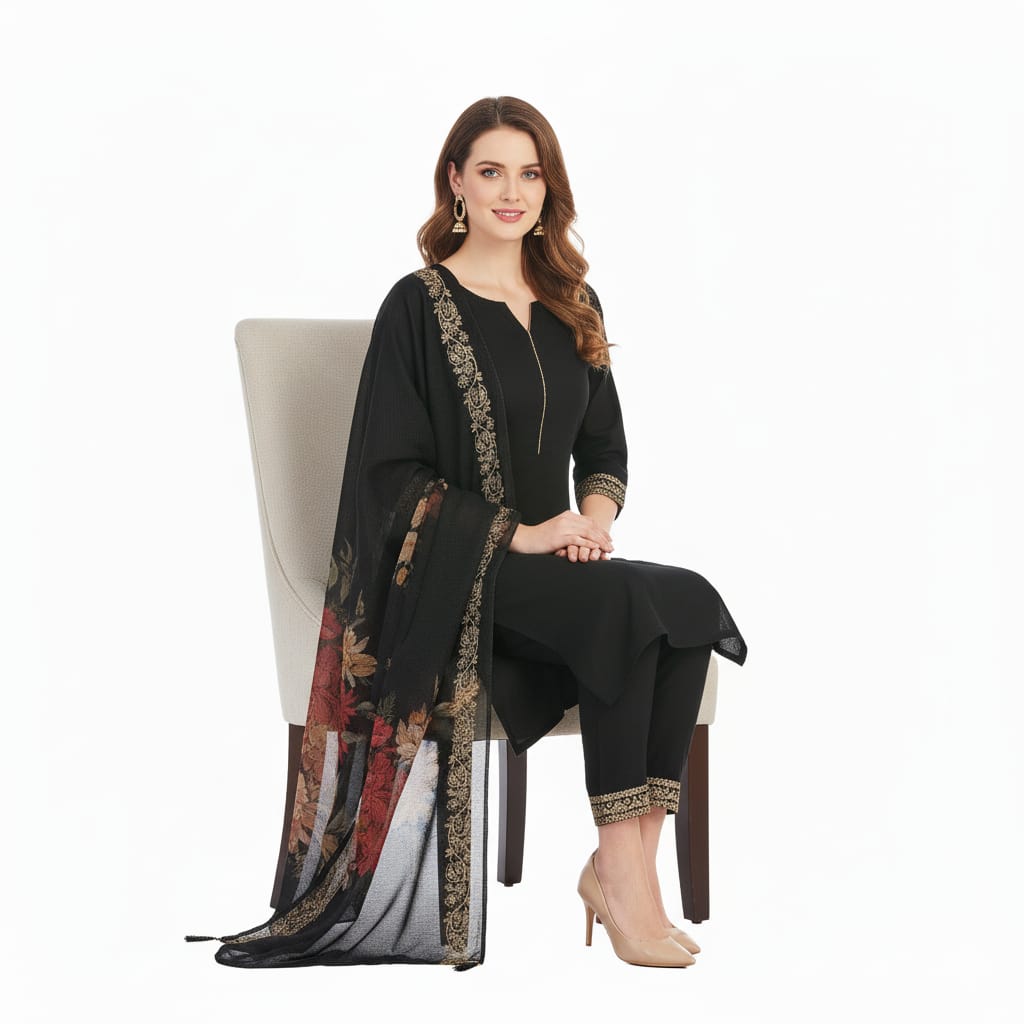 Silakaari Women's Heavy Sequin Work Festive Kurti Pant Dupatta Set