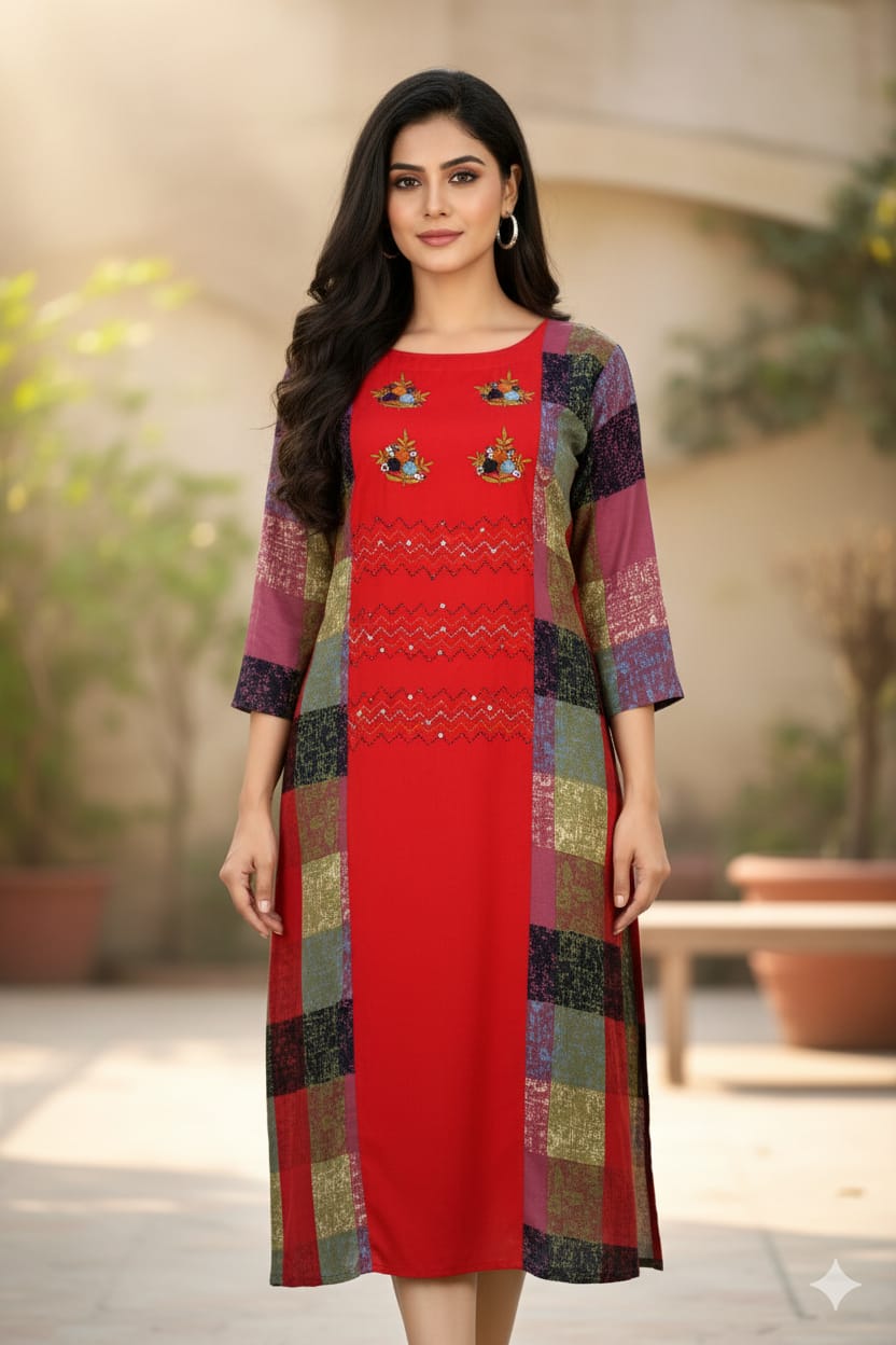 Silakaari Adiva Festive A-line Embroidery Long Kurti
